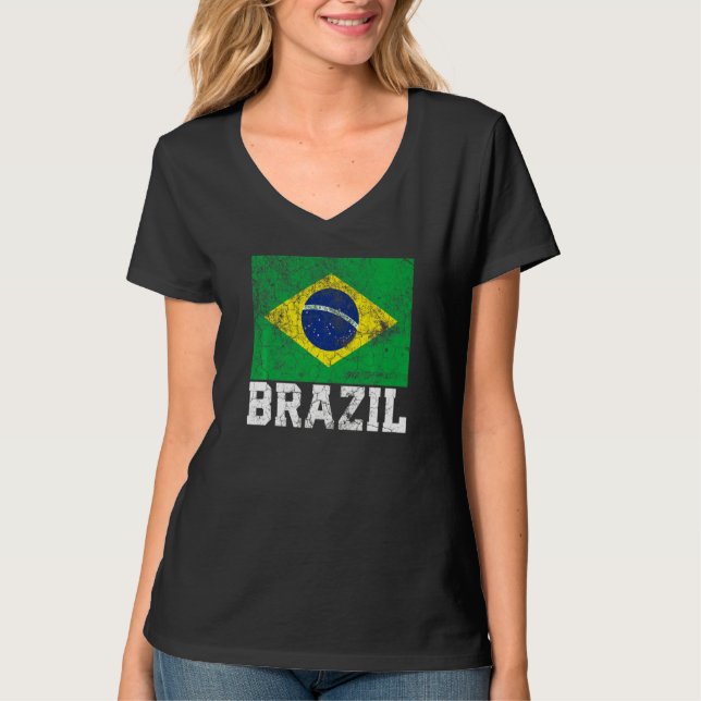Brasilianska Brasilianska Flagga Pride Roots Land  T Shirt (Framsida)