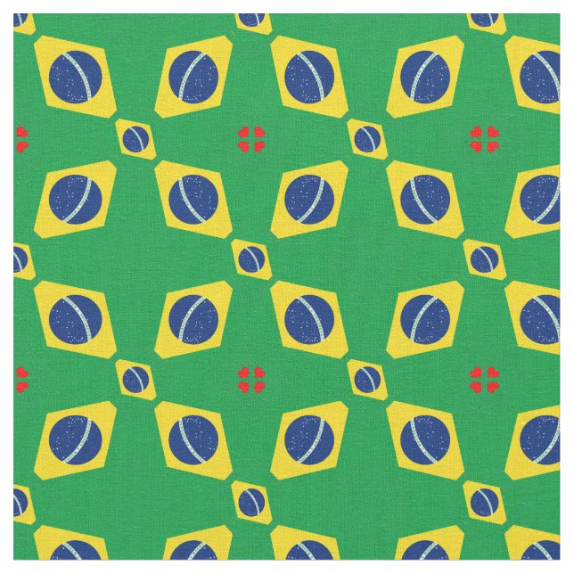 Brasilianska Flagga & Brasilien Trendig Fabric mod Tyg (Närbild)
