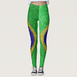 Brasilianska Flagga glitter i Brasilien Mode Snygg Leggings