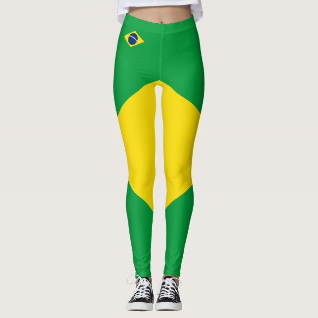 Brasilianska flagga leggings (Framsida)