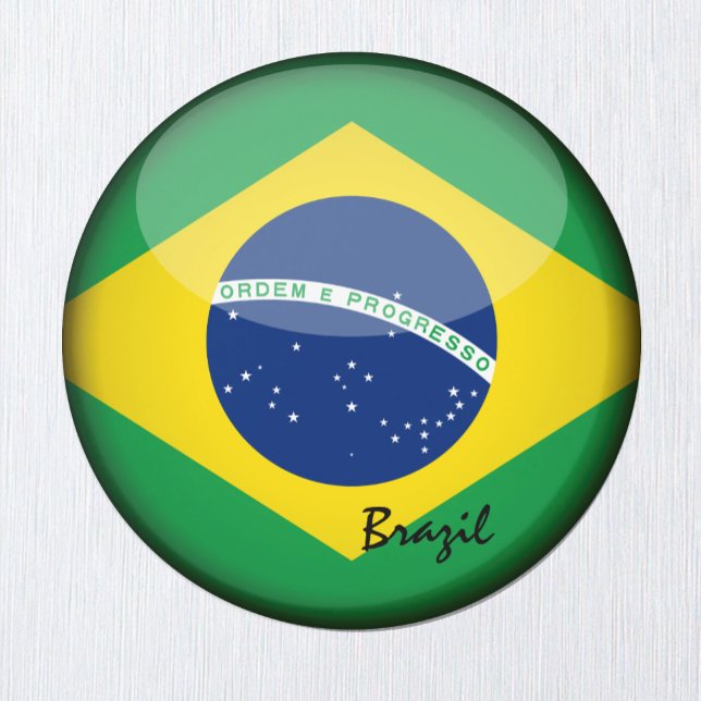 Brasilianska flagga och Brasilien - resor/sportfan Magnet (Skapare uppladdad)
