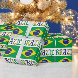 Brasilianska flaggan med ordet Brasilien klinkad Presentpapper