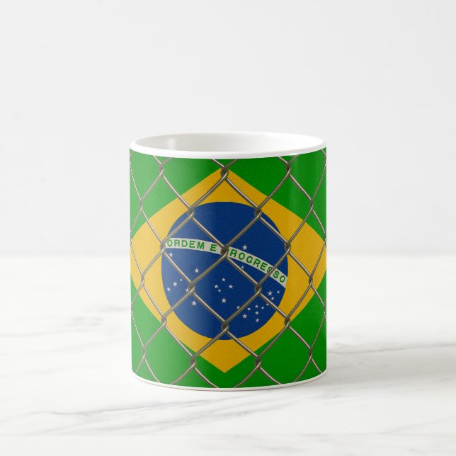 Brasilianska flaggan sköldad kaffemugg (Center)