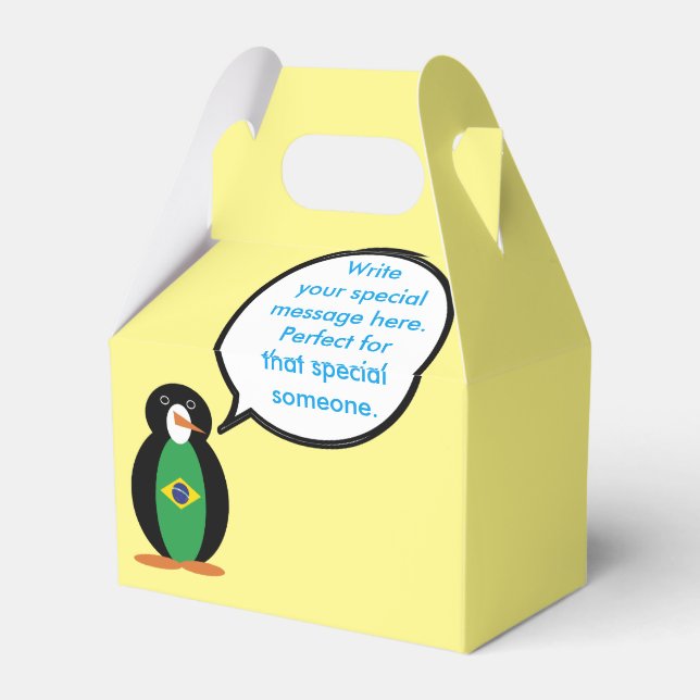 Brasilianska flaggan talande Ms Penguin Personlig  Presentaskar (Baksidan Sidan)