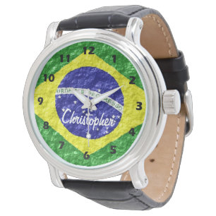 Brasilianska flaggans design armbandsur