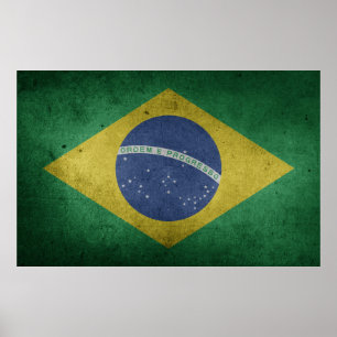 Brasilianska fotbollsspelaren Flagga-Kärlek Poster