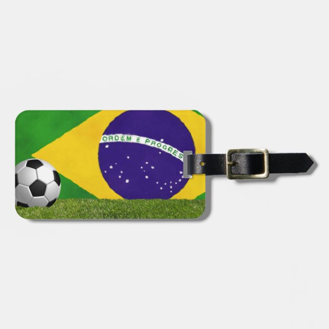 Brasilianska Futbol - fotboll Bagagebricka (Horisontell Framsida)