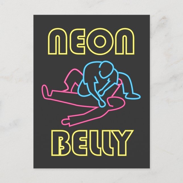 Brasilianska Jiu Jitsu: BJJ Neon Knee på Belly Vykort (Framsida)