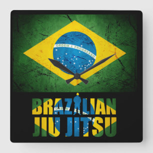 Brasilianska Jiu Jitsu - den red ut flaggaväggen Fyrkantig Klocka