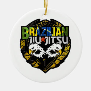 Brasilianska Jiu Jitsu Emblem Julgransprydnad Keramik