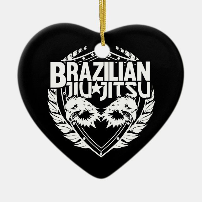 Brasilianska Jiu Jitsu Emblem Julgransprydnad Keramik (Framsidan)