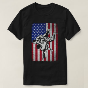 Brasilianska Jiu Jitsu Martial Arts American Flagg T Shirt