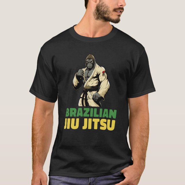Brasilianska Jiu Jitsu och Grappling Gorilla 1 T Shirt (Framsida)