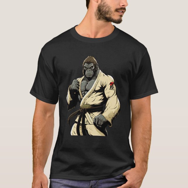 Brasilianska Jiu Jitsu och Grappling Gorilla T Shirt (Framsida)