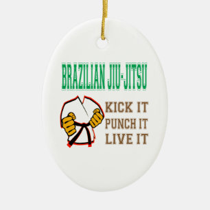 Brasilianska Jiu-Jitsu sparkar det, slår det, bor Julgransprydnad Keramik