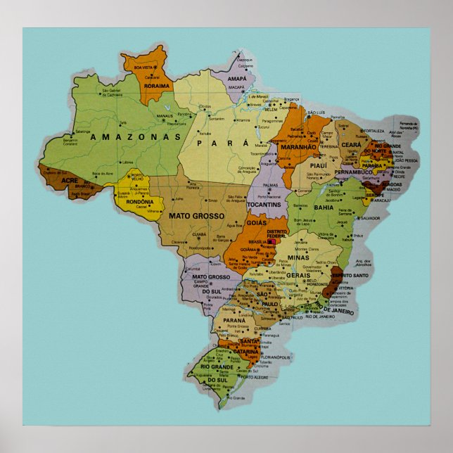 Brasilianska Karta Poster (Framsidan)