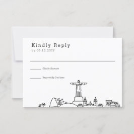 Brasilianskt bröllop | Stilisert Skyline RSVP OSA Kort