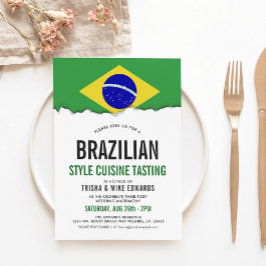 Brasilianskt Cuisine | Party Flagga Vita Inbjudan