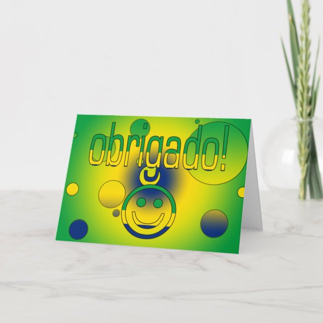 Brasilianskt gåvatack/Obrigado ansikte Tack Kort (Framsida)