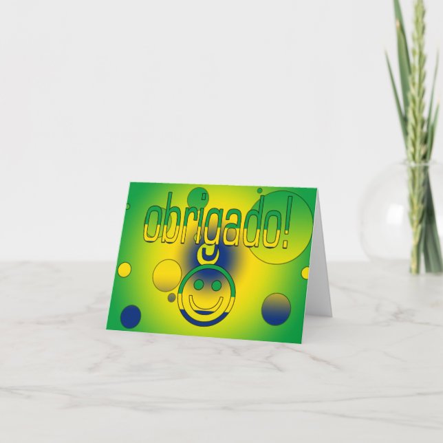 Brasilianskt gåvatack/Obrigado ansikte Tack Kort (Framsida)