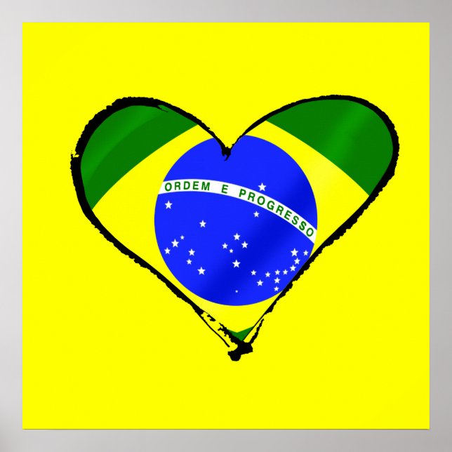 Brasilianskt hjärta (Brasilien, flagga kärlek) Poster (Framsidan)