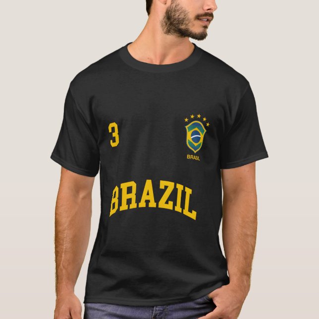 Brasilianskt nummer 3 Brasilianskt idrottslag T Shirt (Framsida)