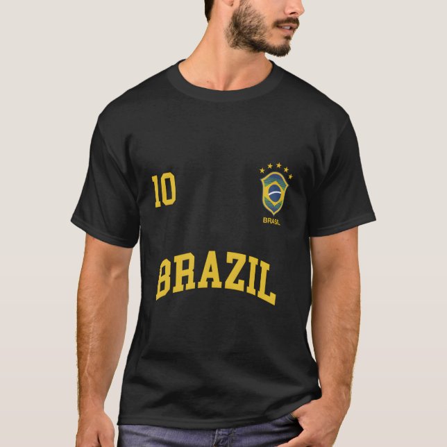 Brasilianskt team Sports Number 10 Ocer Brasilians T Shirt (Framsida)