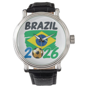 Brasilien 2026 Fotboll Fan Design med flaggfärger Armbandsur
