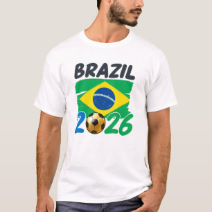 Brasilien 2026 Fotboll Fan Design med flaggfärger T Shirt