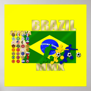 Brasilien 32 Land med behörighet för 2010-fotboll Poster