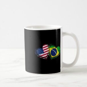 Brasilien Amerikansk Flagga Hjärta Brasiliansk Ame Kaffemugg