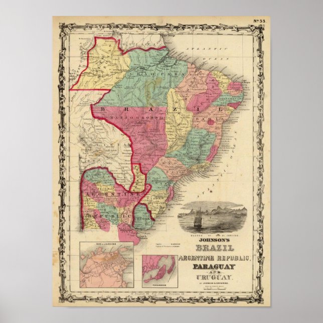 Brasilien, Argentina, Paraguay och Uruguay Poster (Framsidan)