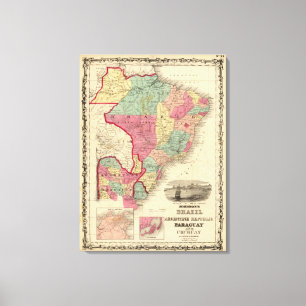 Brasilien, Argentine Republic, Paraguay och Canvastryck