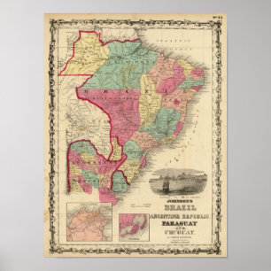 Brasilien, Argentine Republic, Paraguay och Poster