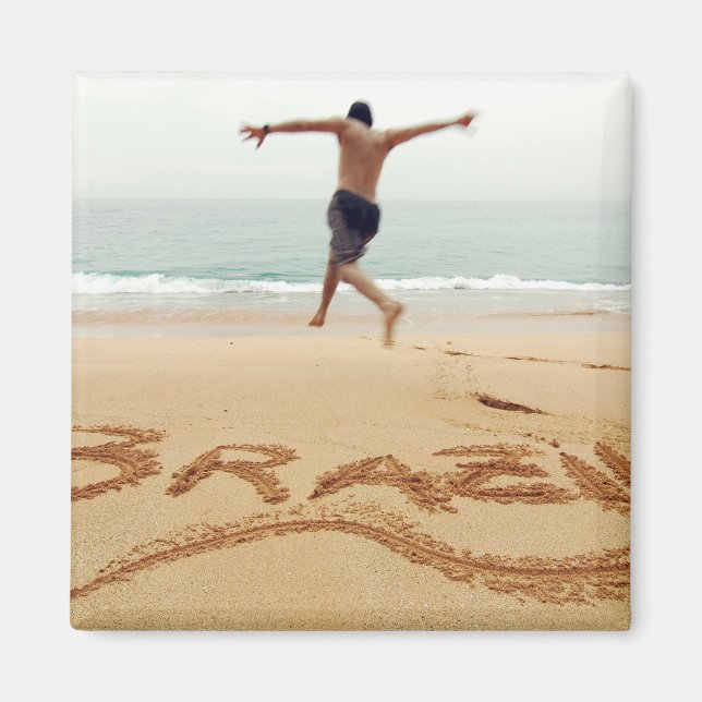 BRASILIEN. Barechest man med simmande kostym Magnet (Framsidan)