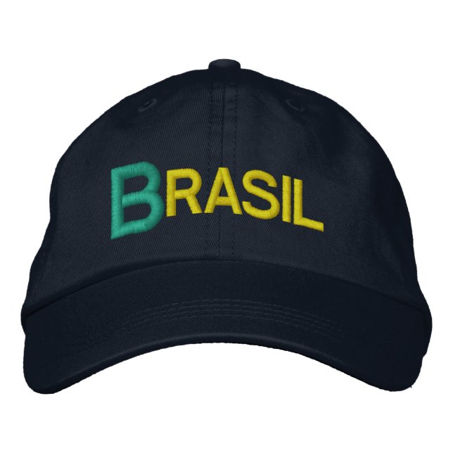 Brasilien Big Brev Embroied Baseball Hat Broderad Keps (Framsida)