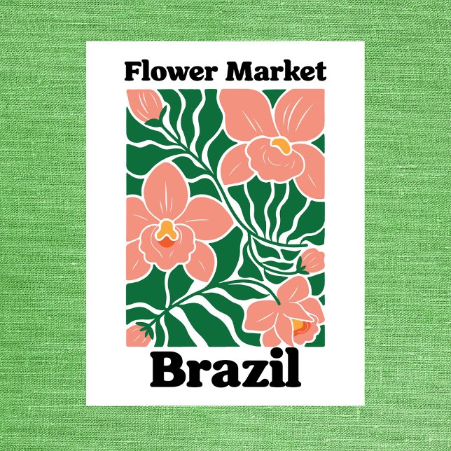 Brasilien Blommamarknad Peach Orkidé Tropical Vykort (Brazil Flower Market Peach Orchid Tropical Postcard
)