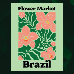 Brasilien Blommamarknad Peach Orkidé Tropical Vykort