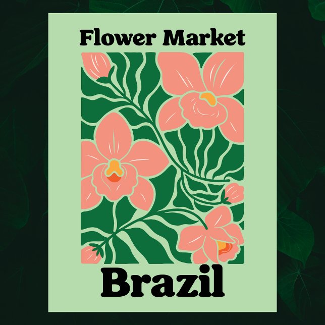 Brasilien Blommamarknad Peach Orkidé Tropical Vykort (Brazil Flower Market Peach Orchid Tropical Postcard
)