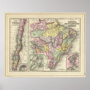 Brasilien, Bolivia, Paraguay, Uruguay Poster