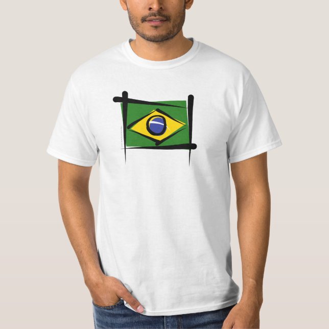 Brasilien borstar flagga tee shirt (Framsida)