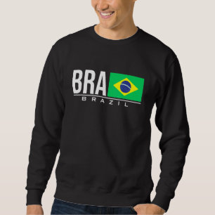 Brasilien Brasil Flagga Brazilian Land Code Bra Sp Lång Ärmad Tröja