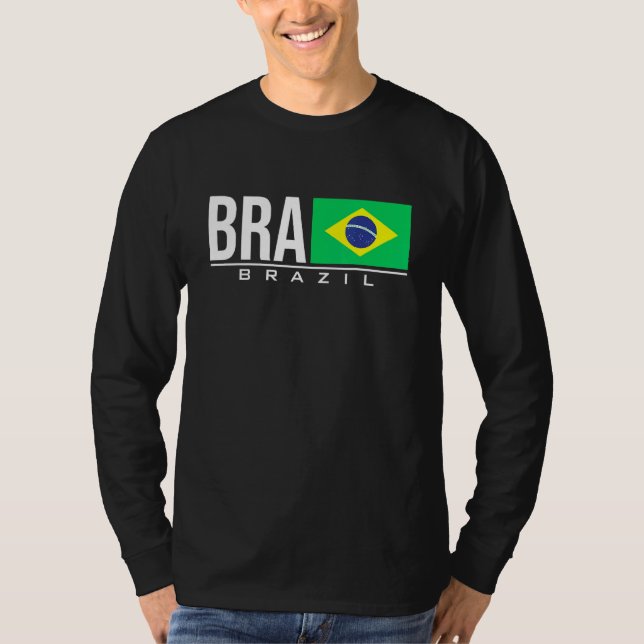 Brasilien Brasil Flagga Brazilian Land Code Bra Sp T Shirt (Framsida)