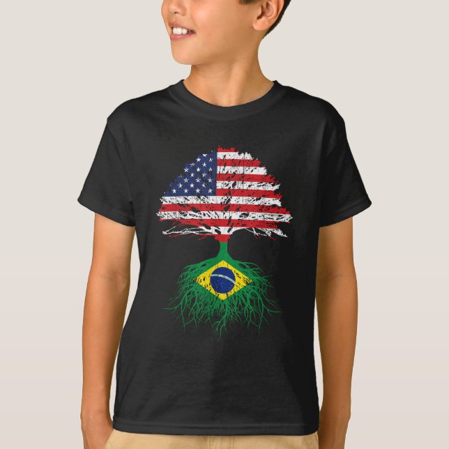 Brasilien Brasil Roots American Grown För manar Wo T Shirt (Framsida)