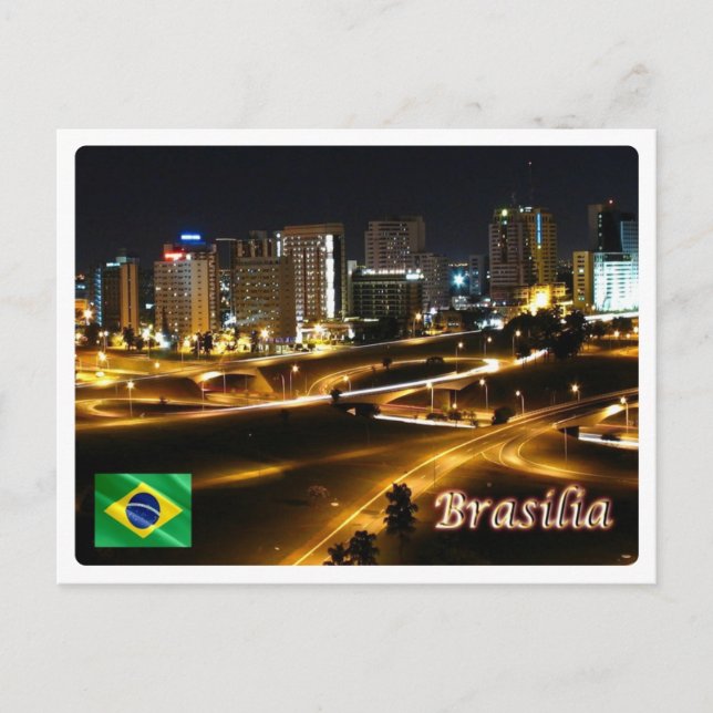 Brasilien - Brasilia by Night - Vykort (Framsida)