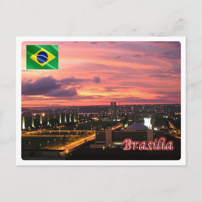 Brasilien - Brasilia by Night - Vykort (Framsida)
