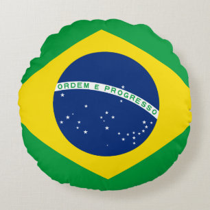 Brasilien (brasiliansk Flagga) Rund Kudde