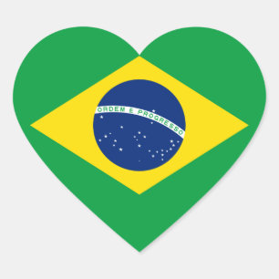 Brasilien - brasiliansk medborgareflagga hjärtformat klistermärke