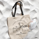 Brasilien Bröllop | Stylized Skyline Tote Bag Tygkasse<br><div class="desc">En unik bröllop-väska för ett bröllop som tar ställe i det vackra landet Brasilien. Den här figuren illustrerar på ett stiliserat sätt den unika skylten i land med namn under. Detta följs av information om din bröllopsdag i ett matchande öppet infogat stil.</div>