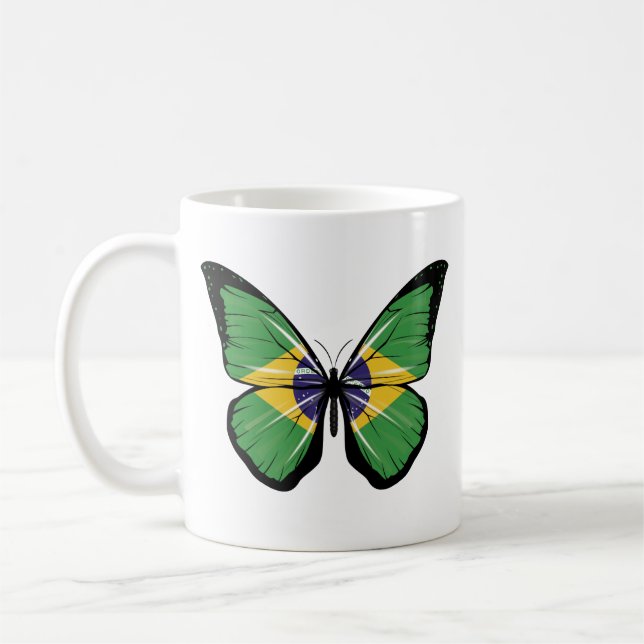 Brasilien Butterfly Flagga Kaffemugg (Vänster)